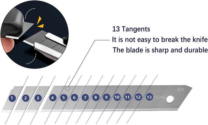 HIEMTE Tools 30Pcs 9mm Utility Knife Replacement Blades Snap off 60 Degree，Blades for Utility Knife and 9mm Box Cutter - Razor Sharp SK4 Steel - Image 4